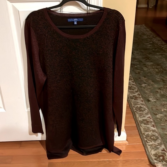 EUC Apt 9 Burgundy High Low Sweater with Metallic threads, XXL - Picture 1 of 4